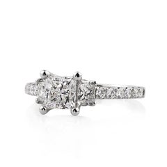 1.8 Carat Princess Diamond Ring Brilliant White 14K White Gold Refined Light
