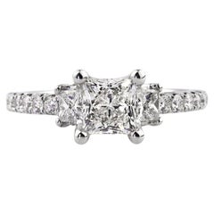 1.8 Carat Princess Diamond Ring Brilliant White 14K White Gold Refined Light