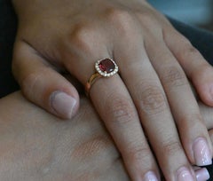 18 Carat Rhodolite And Diamond Rose Ring