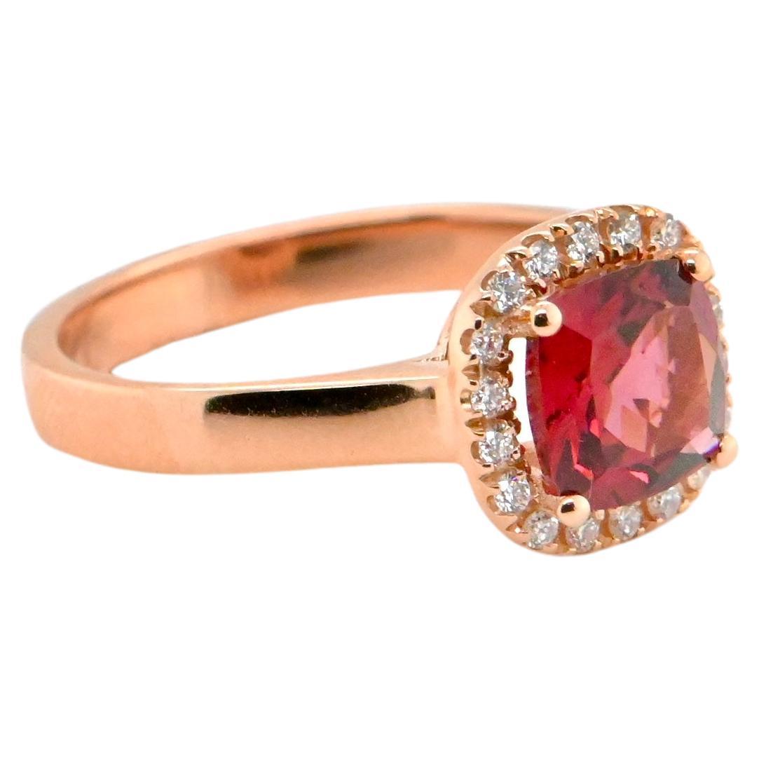 18 Carat Rhodolite And Diamond Rose Ring For Sale
