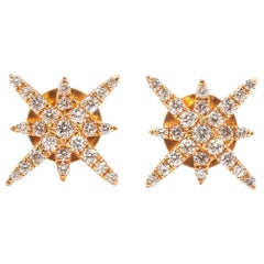 18 Carat Rose Gold 0.28 Carat Round Brilliant Diamond Star Cluster Stud Earrings