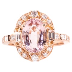 18 Carat Rose Gold 2.69 Carat Oval Pink Tourmaline and Diamond Cluster Ring