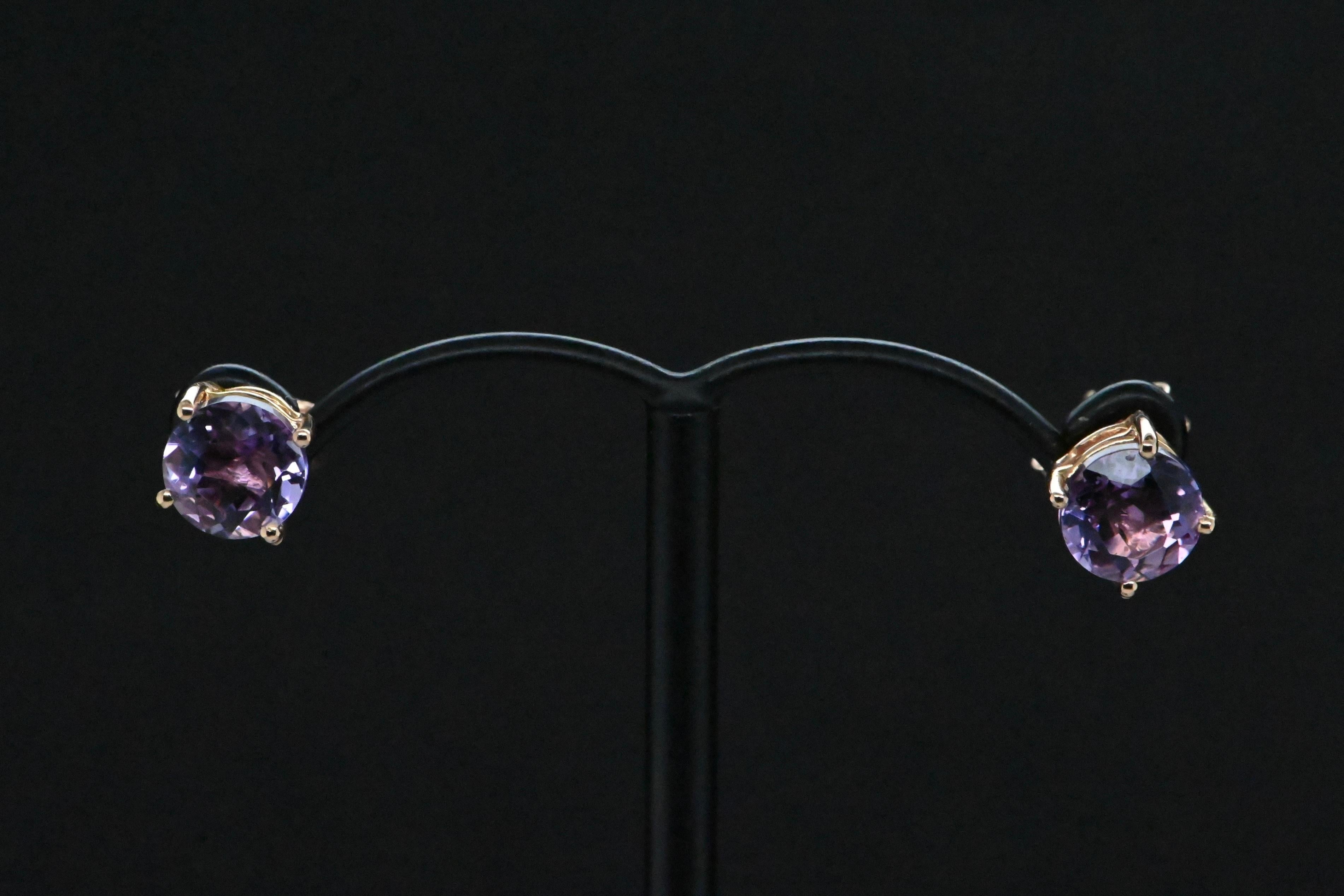 18 Carat Rose Gold Amethyst Earrings For Sale 4