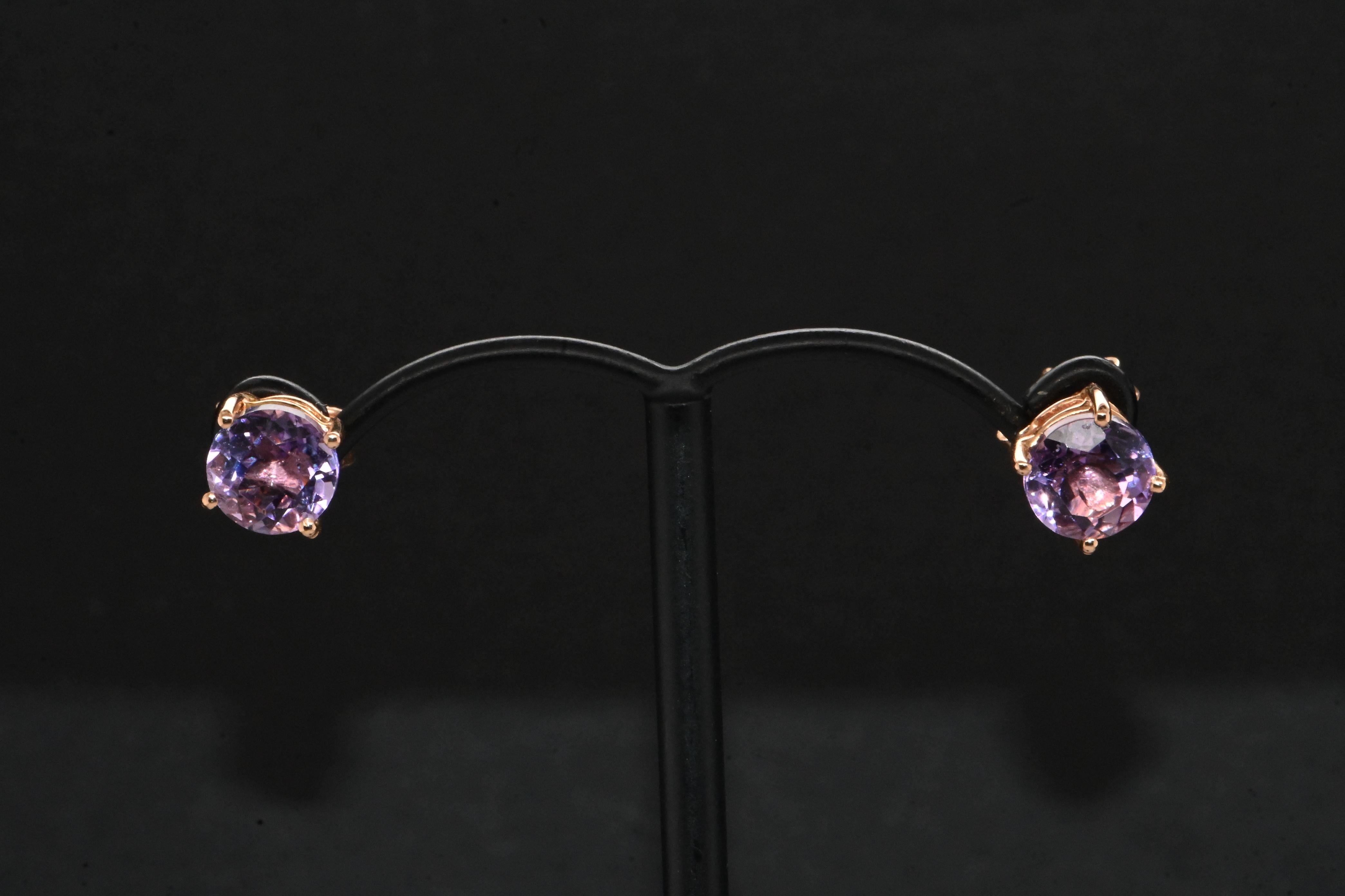 18 Carat Rose Gold Amethyst Earrings For Sale 5