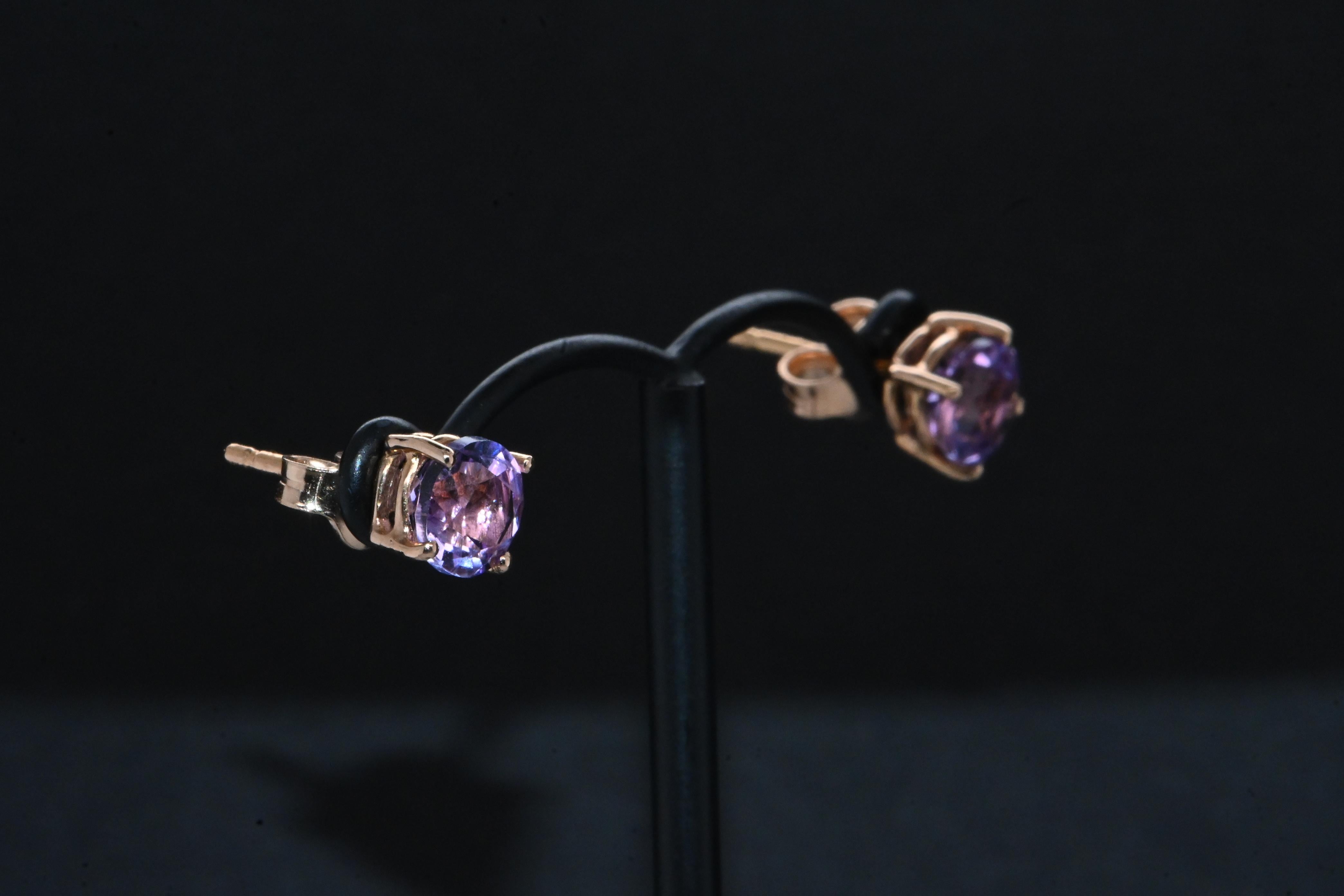 18 Carat Rose Gold Amethyst Earrings For Sale 6