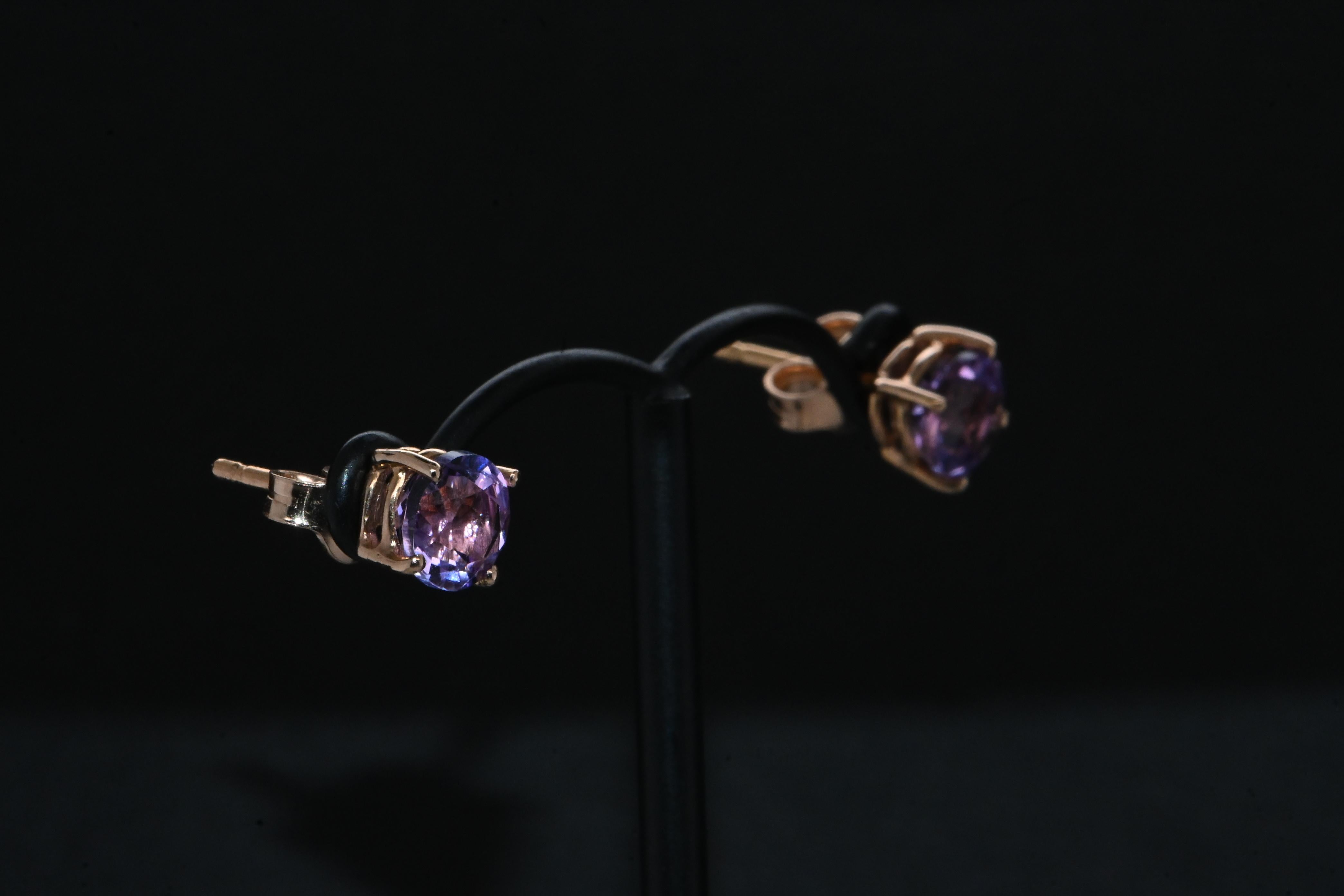 18 Carat Rose Gold Amethyst Earrings For Sale 7