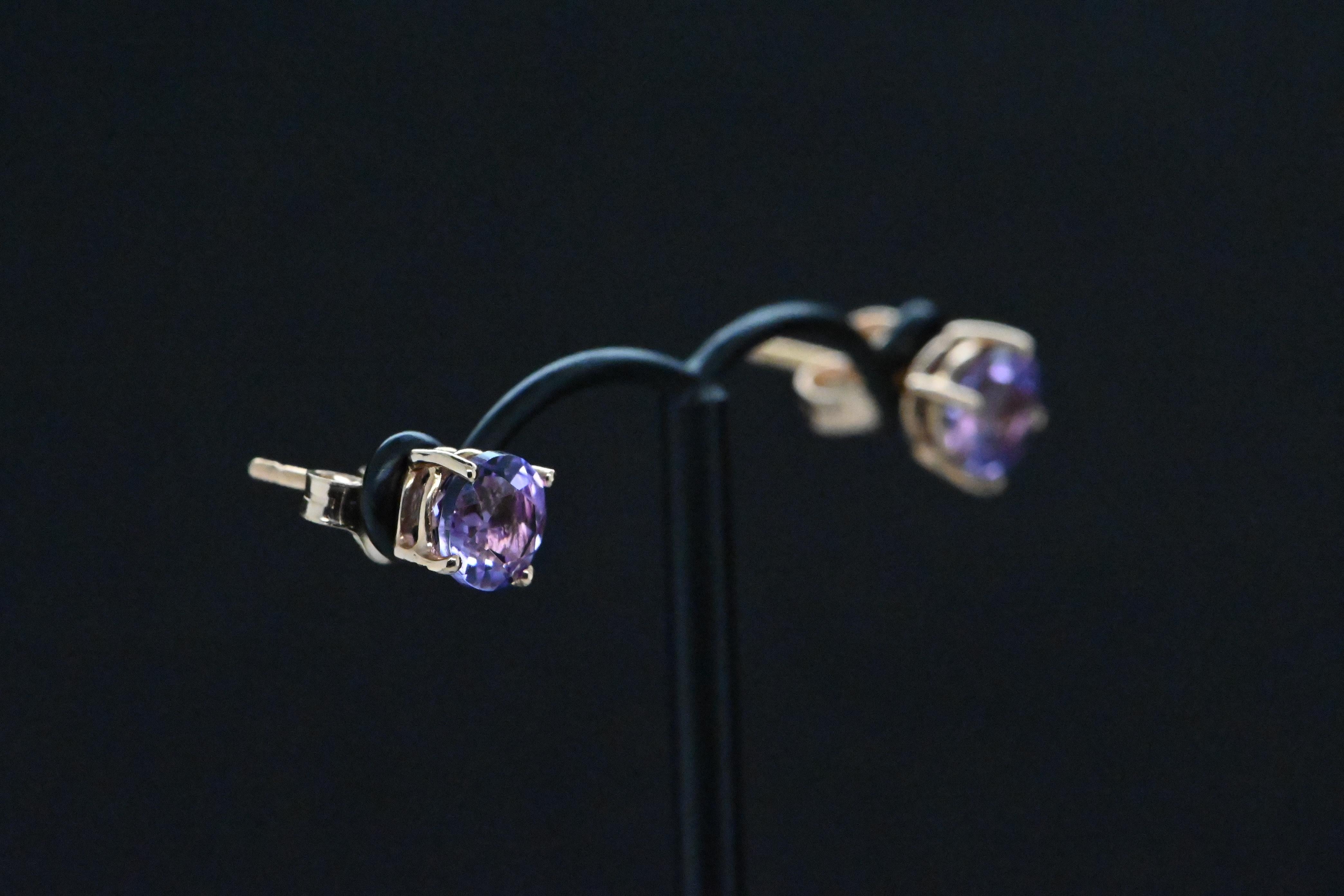 18 Carat Rose Gold Amethyst Earrings For Sale 8