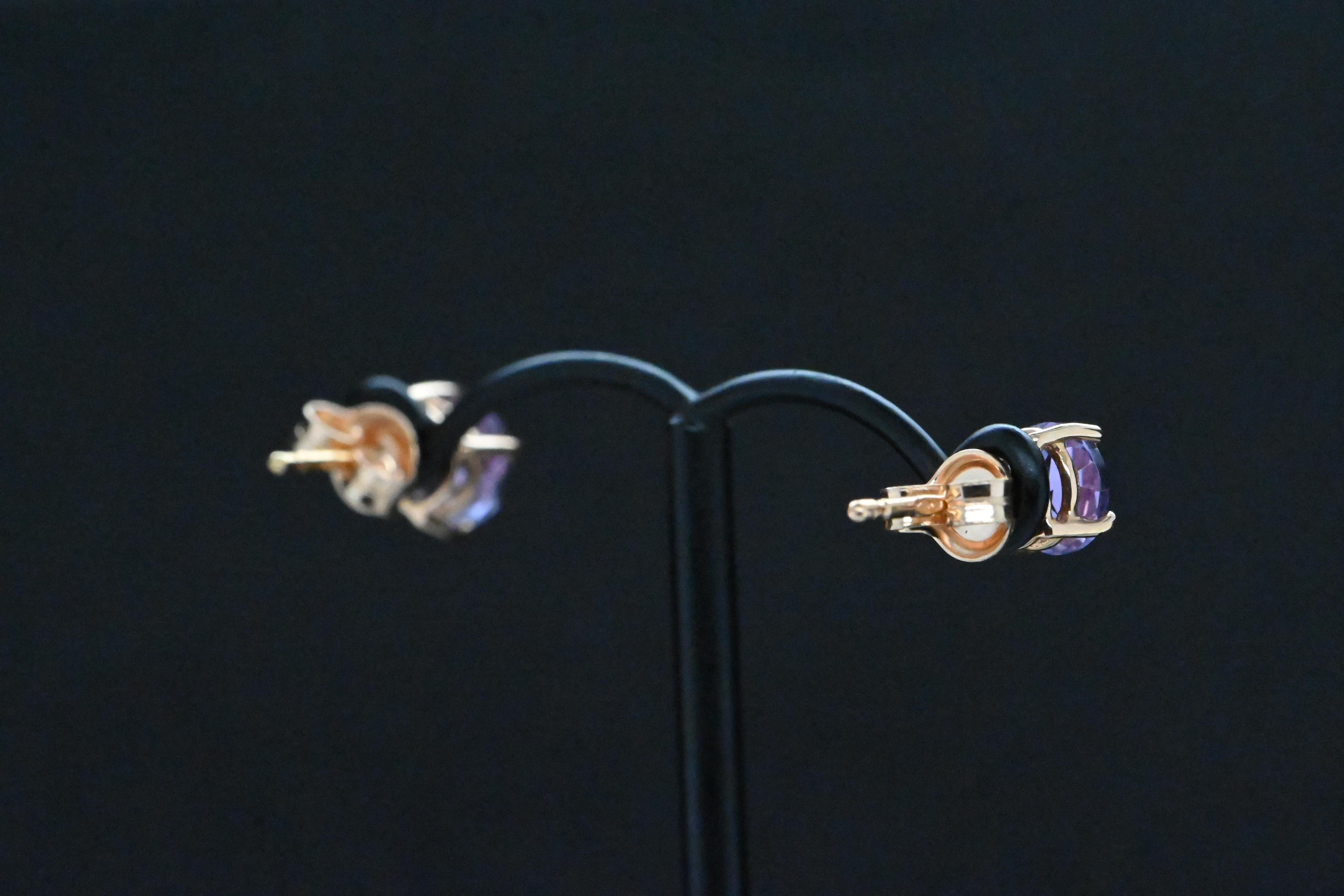 18 Carat Rose Gold Amethyst Earrings For Sale 9