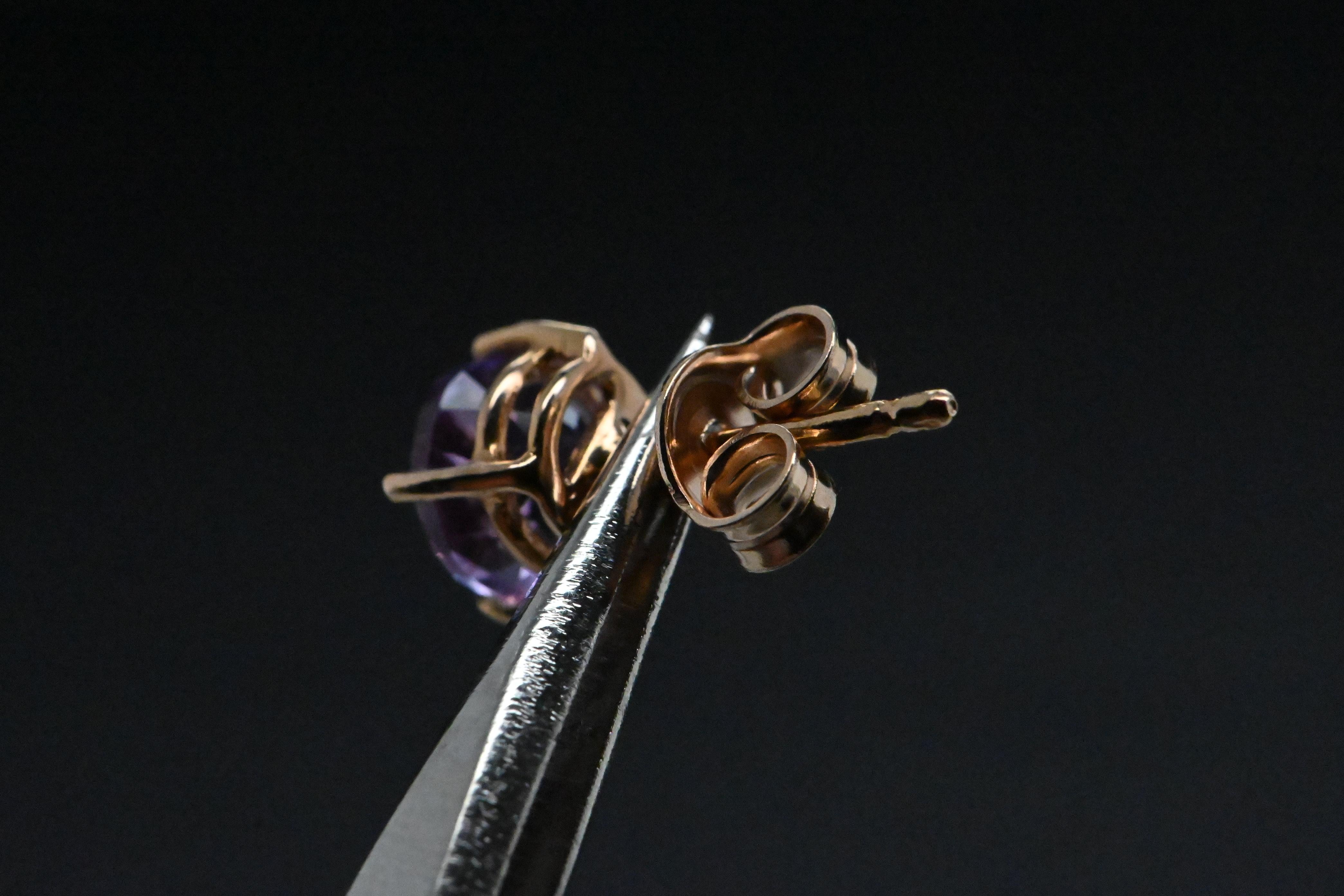 18 Carat Rose Gold Amethyst Earrings In New Condition For Sale In Vannes, FR