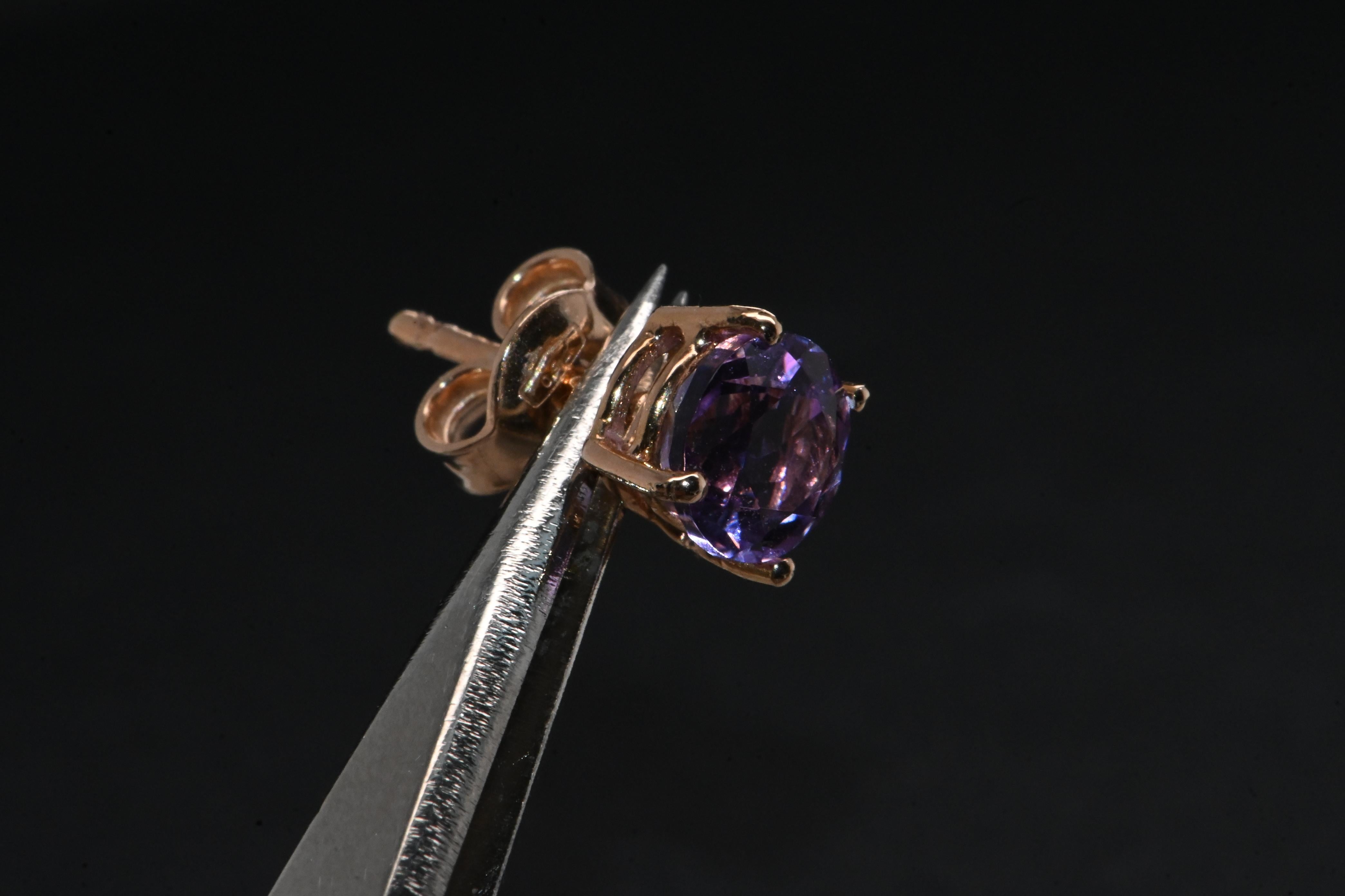 18 Carat Rose Gold Amethyst Earrings For Sale 1