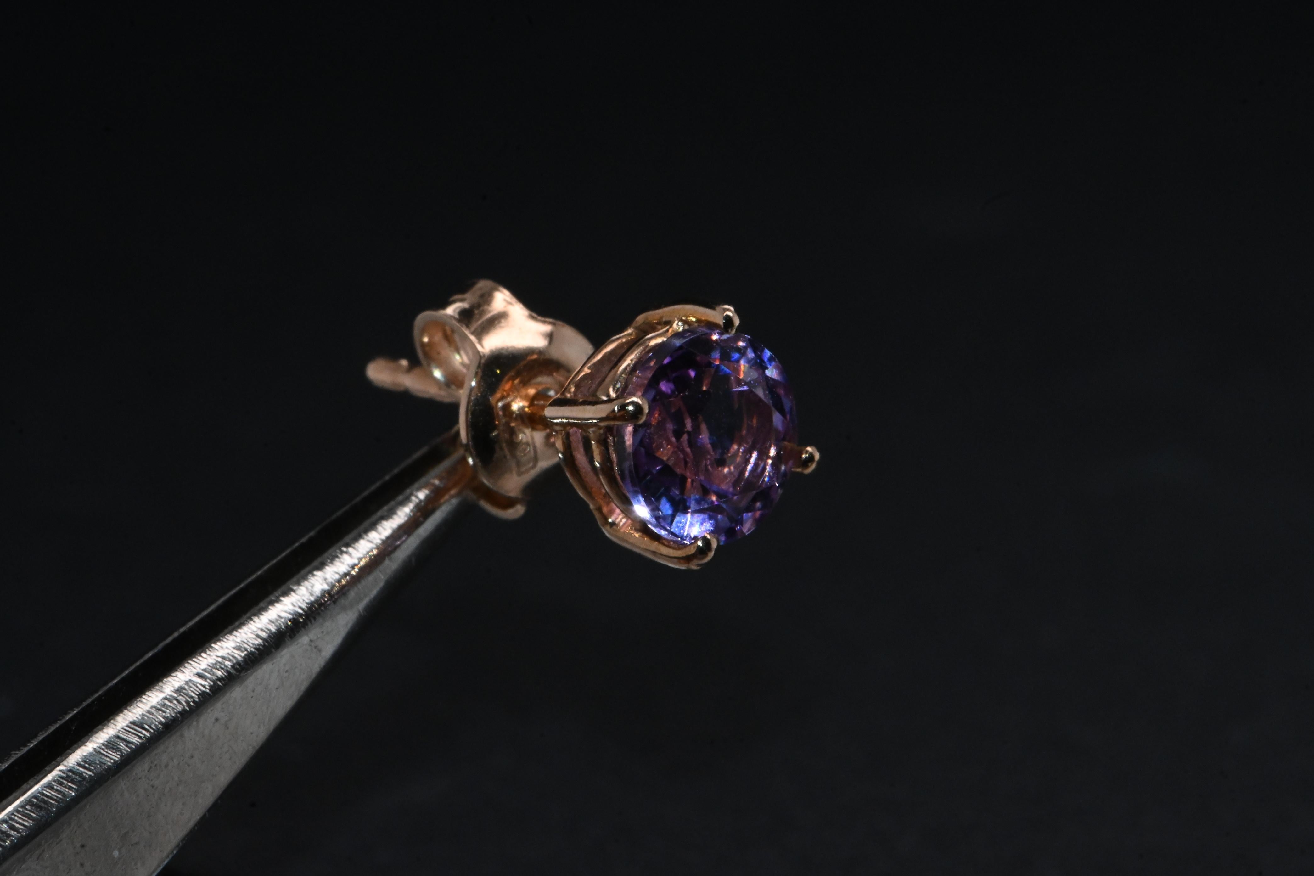 18 Carat Rose Gold Amethyst Earrings For Sale 2