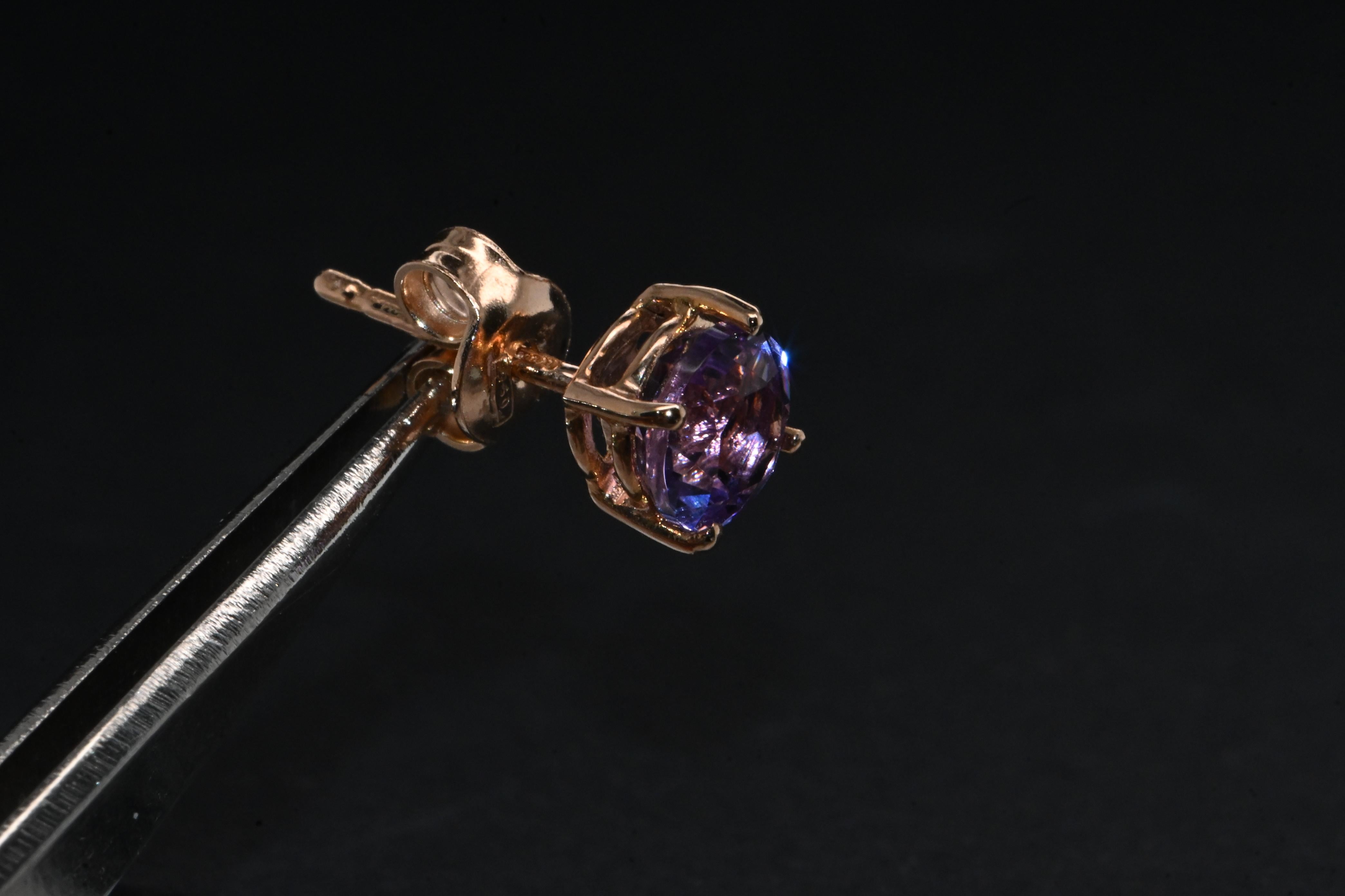18 Carat Rose Gold Amethyst Earrings For Sale 3