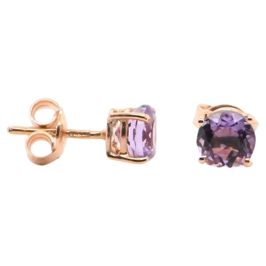 18 Carat Rose Gold Amethyst Earrings For Sale