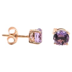 Pendientes de amatista de oro rosa de 18 quilates