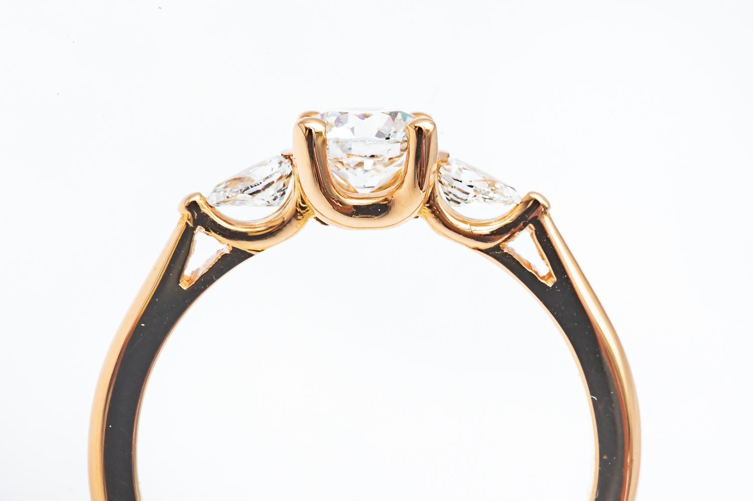 Pear Cut Engagement Ring Diamond Rose Gold 18 Karat  For Sale