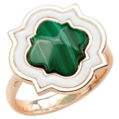 18 Carat Rose Gold and White Enamel with Malachite, Anime Ring, Iconic Jewels