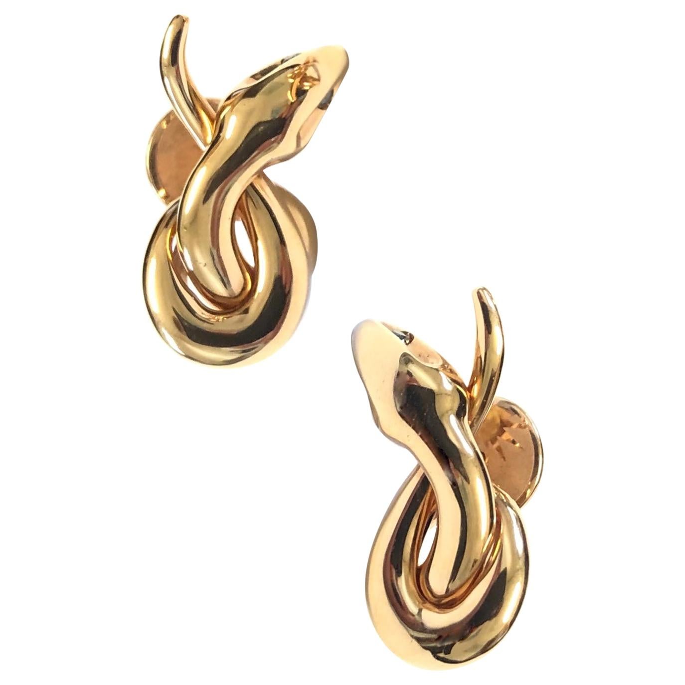 18 Carat Rose Gold Black Diamond Stud Earrings For Sale