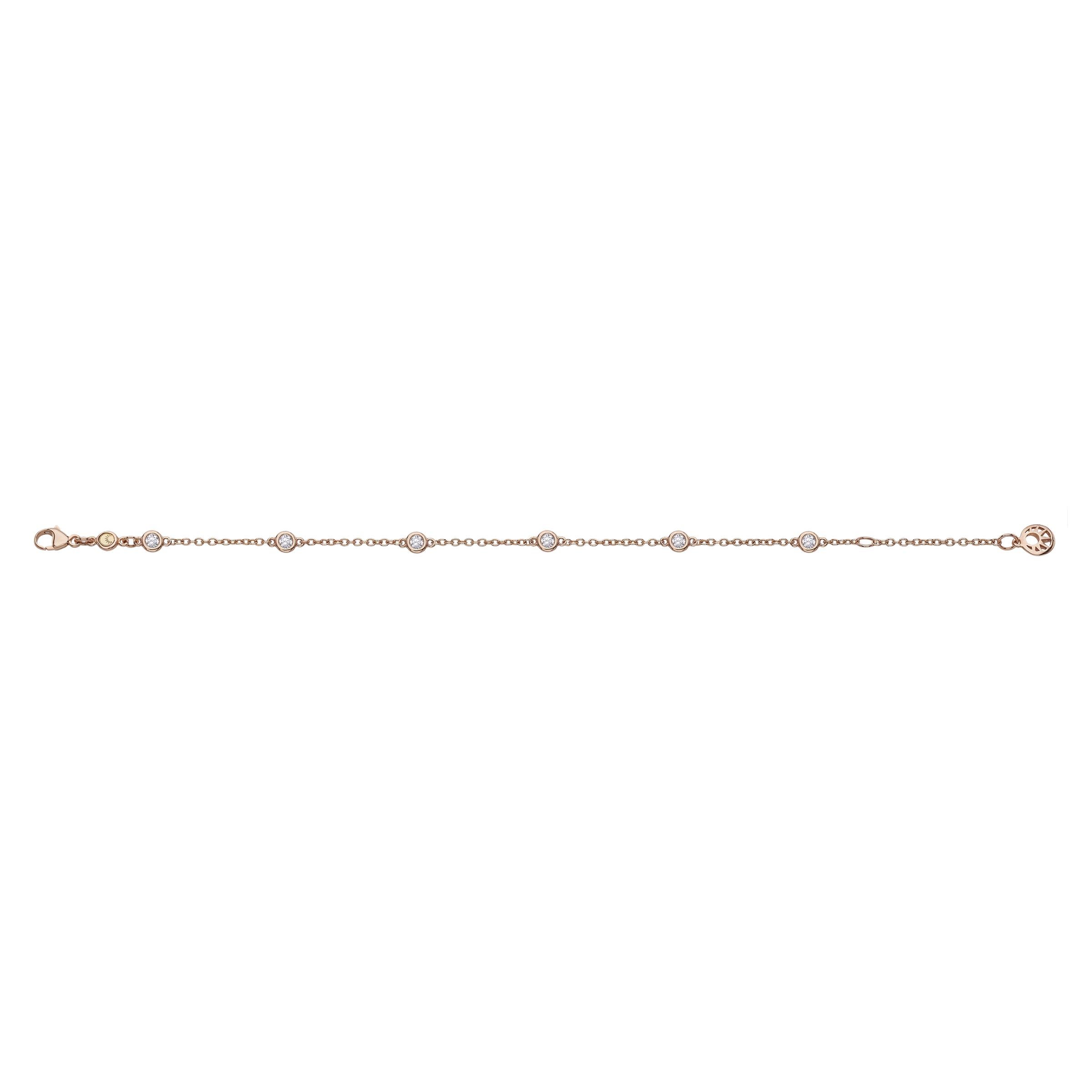 18 Karat Rose Gold Diamond Chain Bracelet featuring 6 round brilliant cut diamonds 0,55 carats total. 18 cm to 16 cm adjustable chain 

This beautiful classic design can be worn as a daywear piece or dressed up for special events such as cocktail