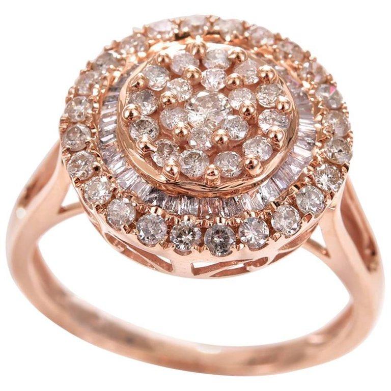 18 Carat Rose Gold Diamond Cluster Ring For Sale at 1stdibs