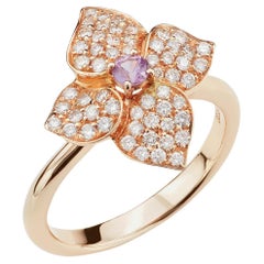 18 Carat Rose Gold, Diamonds and Pink Sapphires, Ortensia Ring Flower Jewelry
