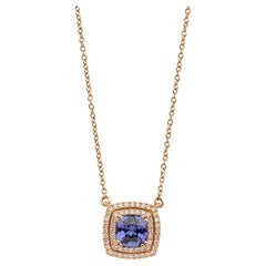 18 Carat Rose Gold, Diamonds and Tanzanite, Pure Harmony Pendant Necklace