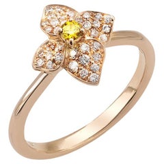 18 Carat Rose Gold, Yellow Sapphire and Diamonds, Ortensia Ring, Flower Jewelry