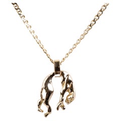 18 carat rose gold necklace designed with a rose gold panther