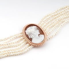 18 Carat Rose Gold-Plated 925 Sterling Silver with Sea Shell Cameo Bracelet