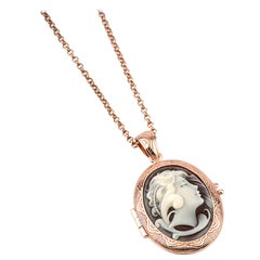18 Carat Rose Gold Plated 925 Sterling Silver with Sea Shell Cameos Necklace
