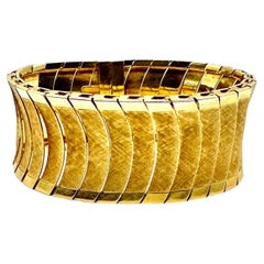 18 Carat Rose Gold Retro Wide Band Bracelet 