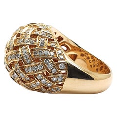 18 Carat Rose Gold Ring with a Bombe Open Worked Model Occupied with Diamonds