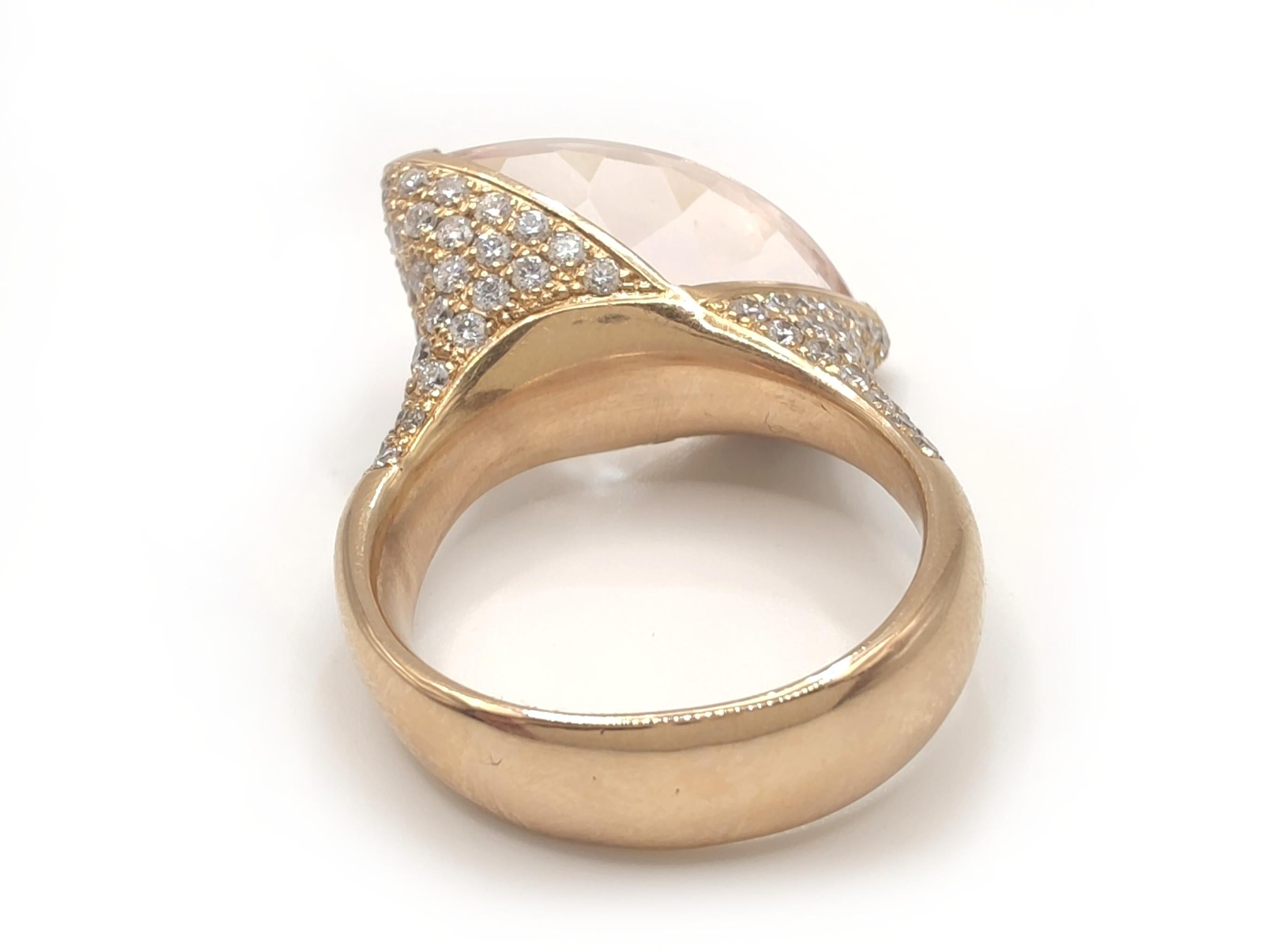18 carat rose gold ring - with a morganite - Diamonds In New Condition For Sale In MADRID, ES