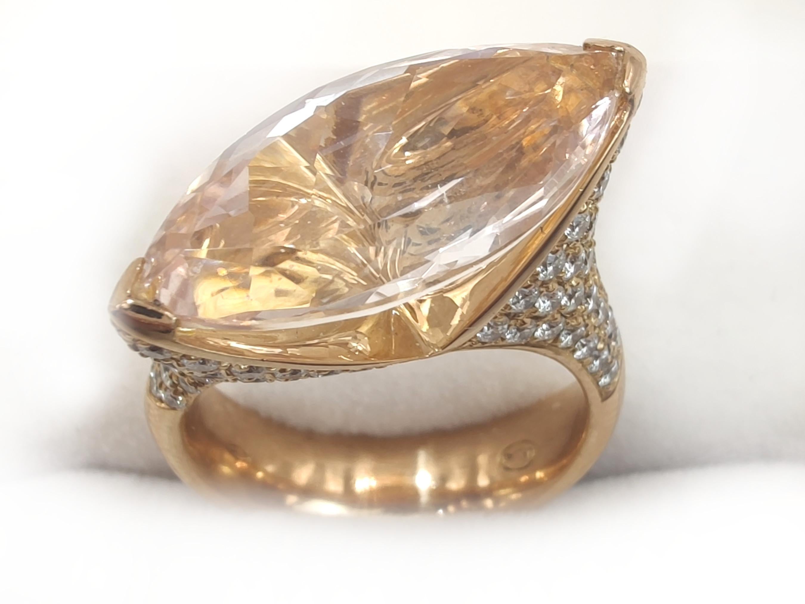 18 carat rose gold ring - with a morganite - Diamonds For Sale 1