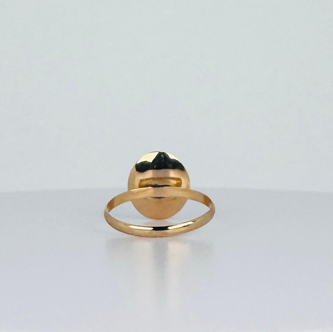 18 carat rose gold ring oval solitaire with blue oval topas For Sale 4