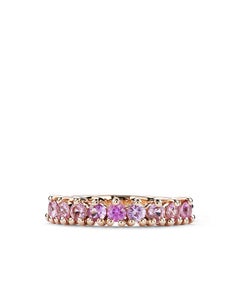Bague en or rose 18 carats avec saphirs roses, bijou Leonori, pierres précieuses de couleur