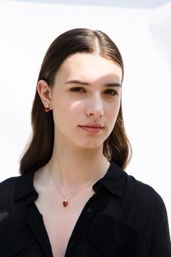 18 Carat Rose Gold Round Brilliant Cut Diamonds and Carnelian Pendant Necklace