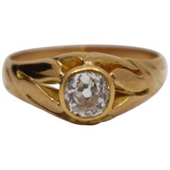 Antique 18-Carat Rose Gold Single Stone Diamond Ring, circa 1890