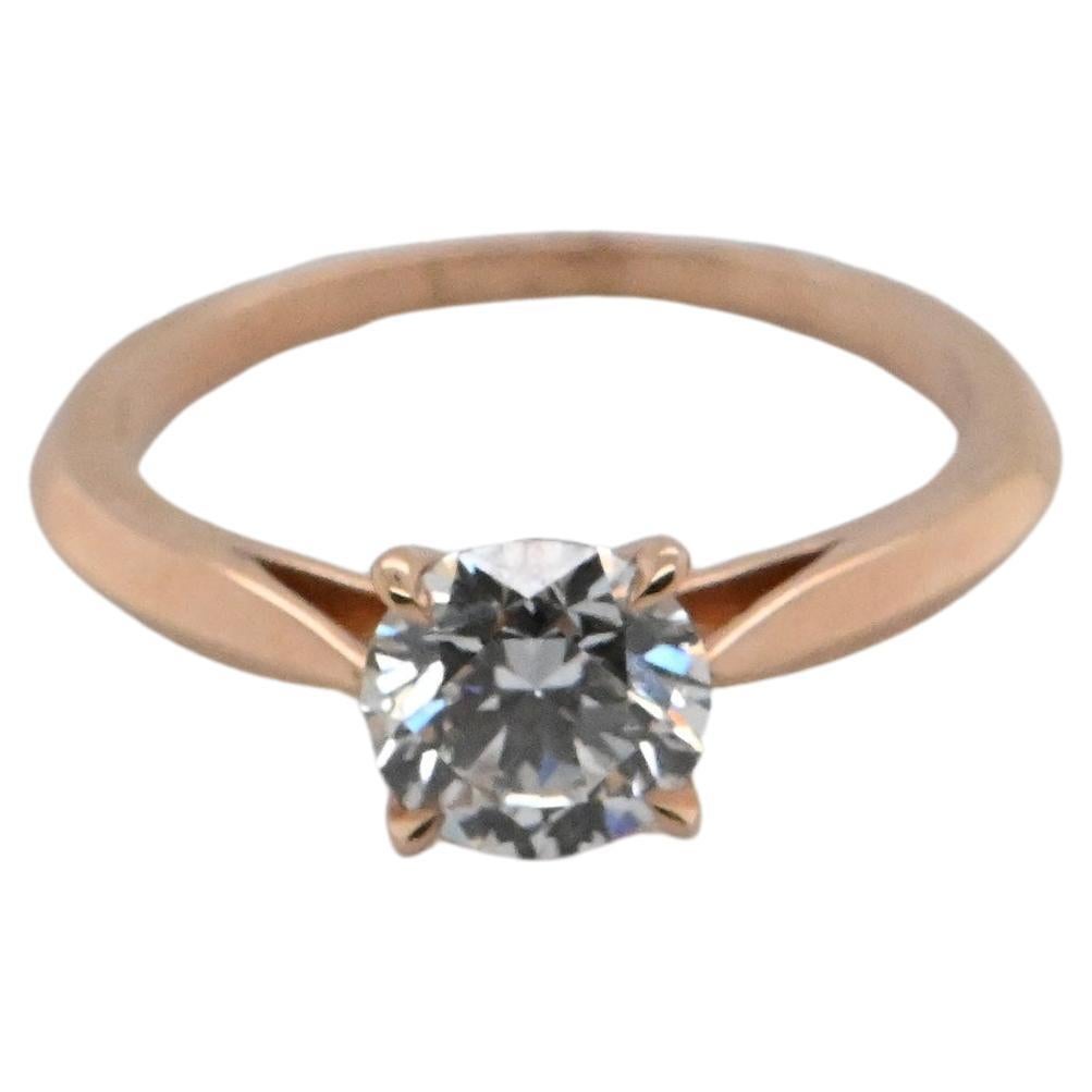 Juego de solitario de oro rosa de 18 quilates con un diamante de 1,200 quilates en venta
