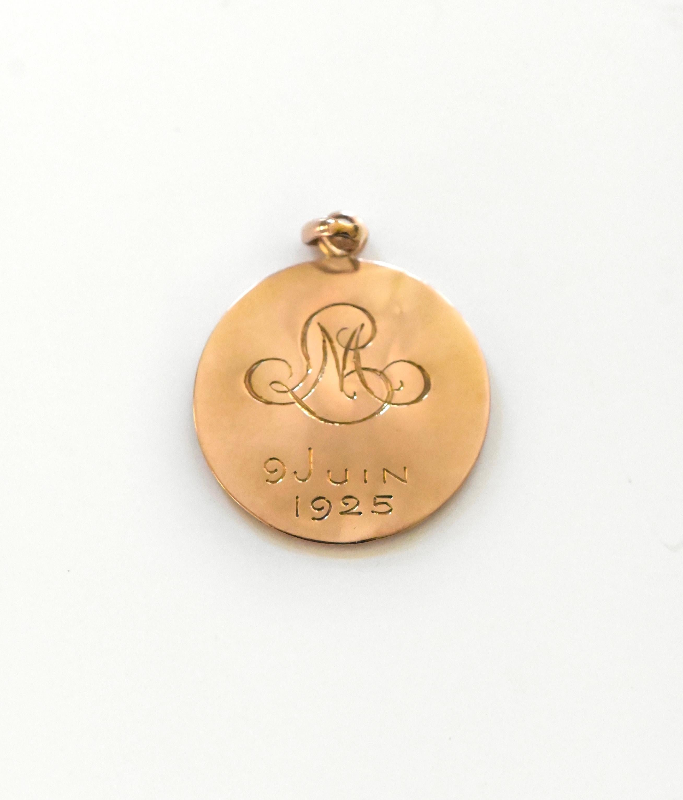 Artisan 18 Carat Rose Gold Virgin Mary Medal