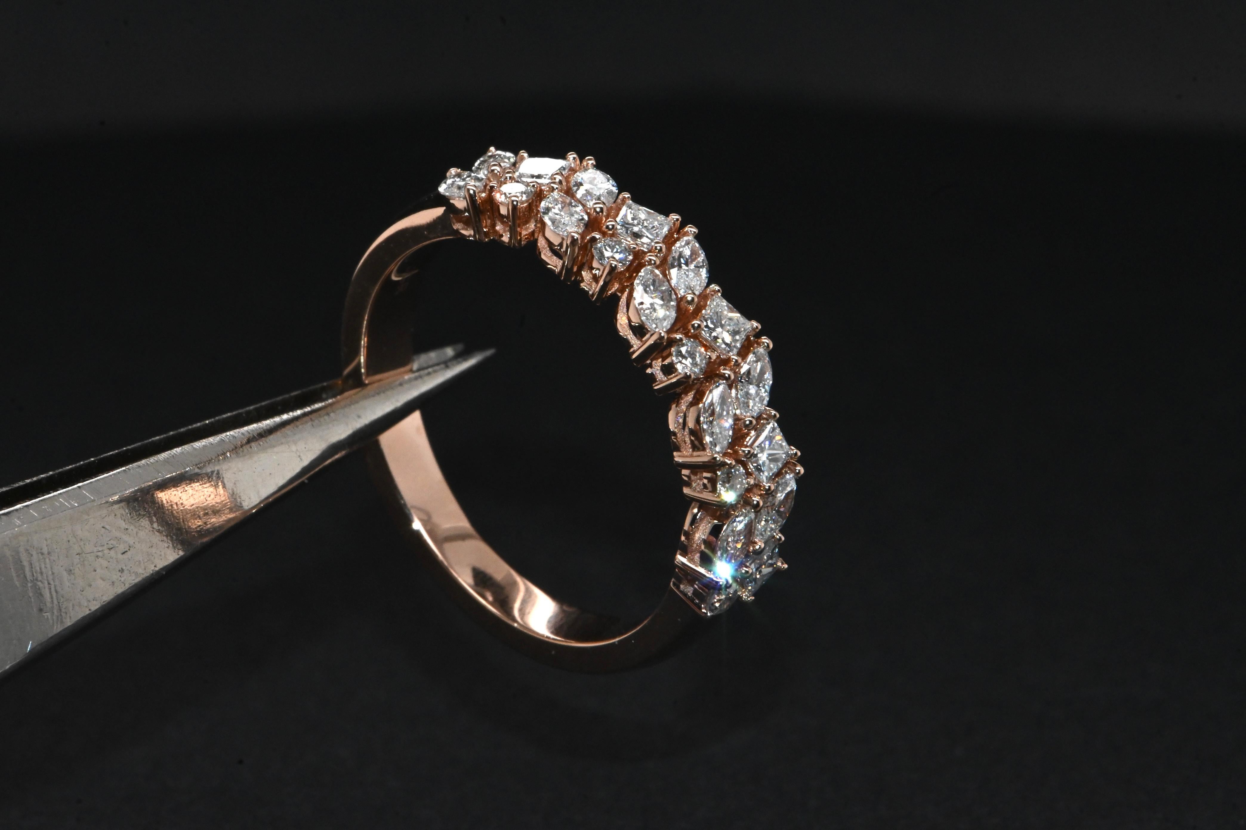 Women's 18 Carat Rose Gold Wedding Ring Set With 0.75 Carat Diamonds For Sale