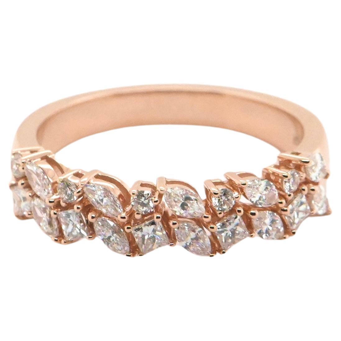 18 Carat Rose Gold Wedding Ring Set With 0.75 Carat Diamonds