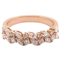 Used 18 Carat Rose Gold Wedding Ring Set With 0.75 Carat Diamonds