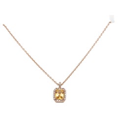 18 Carat Rose Gold Yellow Sapphire and Diamond Pendant