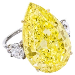 18 Carat Round Brilliant Statement Fancy Yellow 14K Gold Sunlit Royal Radiance