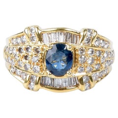 18 carat sapphire and diamond yellow gold ring