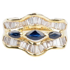 18 carat sapphires and diamonds yellow gold ring