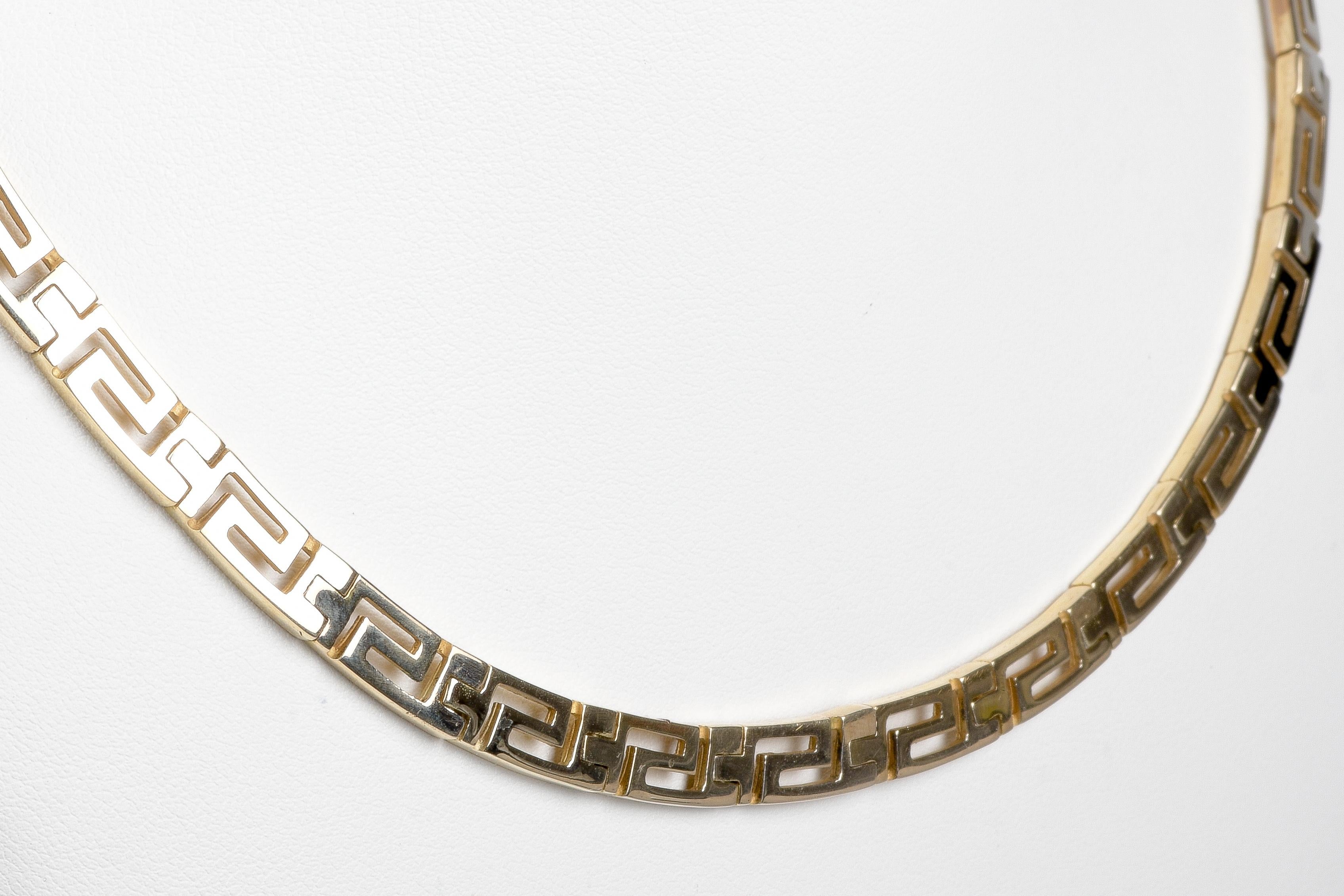 Halskette aus 18 Karat halb geflochtenem Gelbgold mit ausgefallenem Netz  im Angebot 1