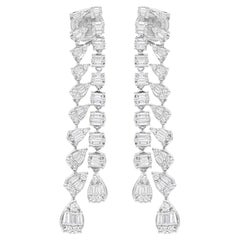 1.8 Carat SI Clarity HI Color Baguette Diamond Earrings 14 Karat White Gold