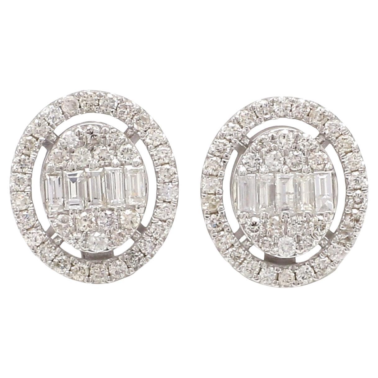 1.8 Carat SI Clarity HI Color Diamond Oval Stud Ears 10 Karat White Gold