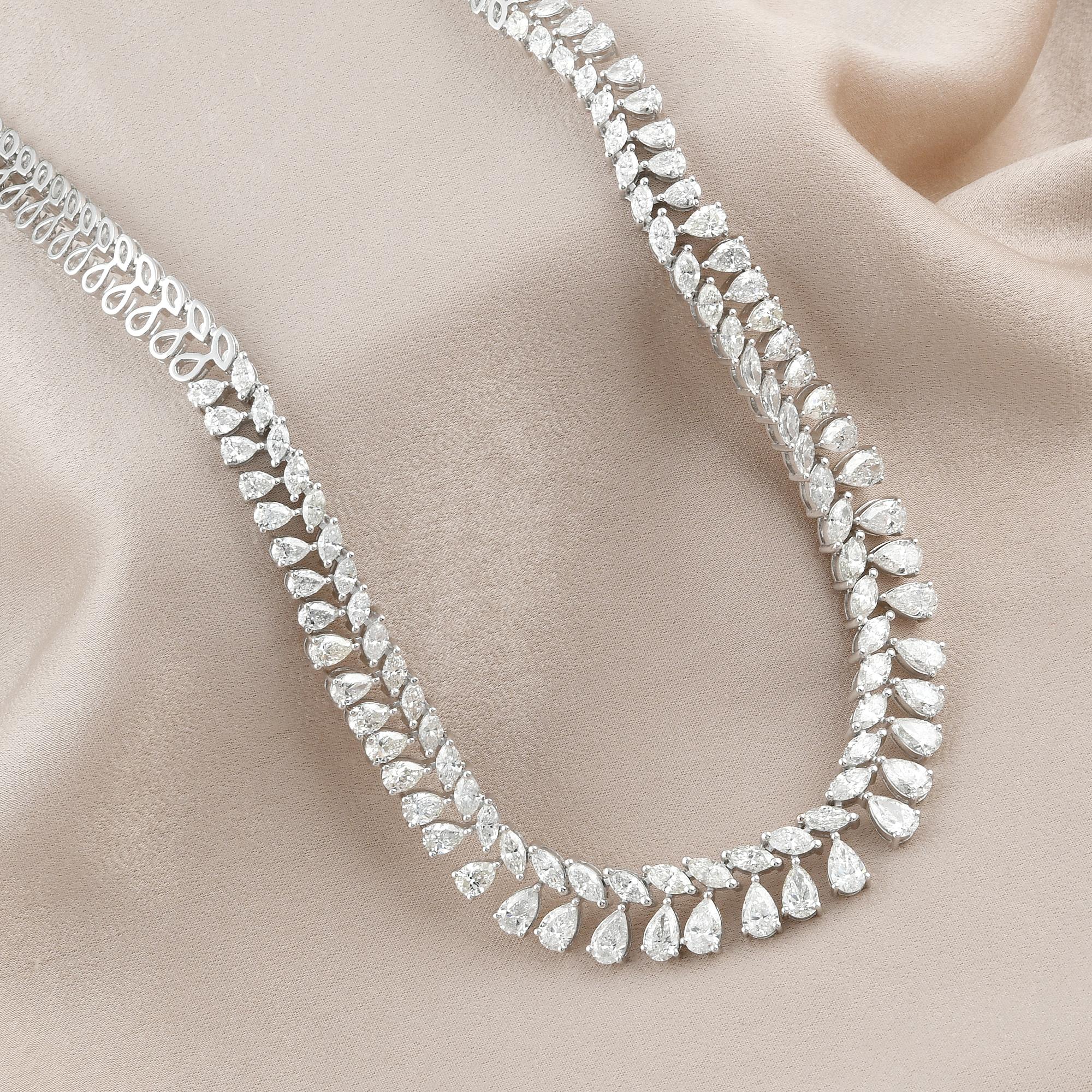 Moderne Nature 18 Carat SI/HI Pear Marquise Diamond Fine Necklace 18 Karat White Gold en vente